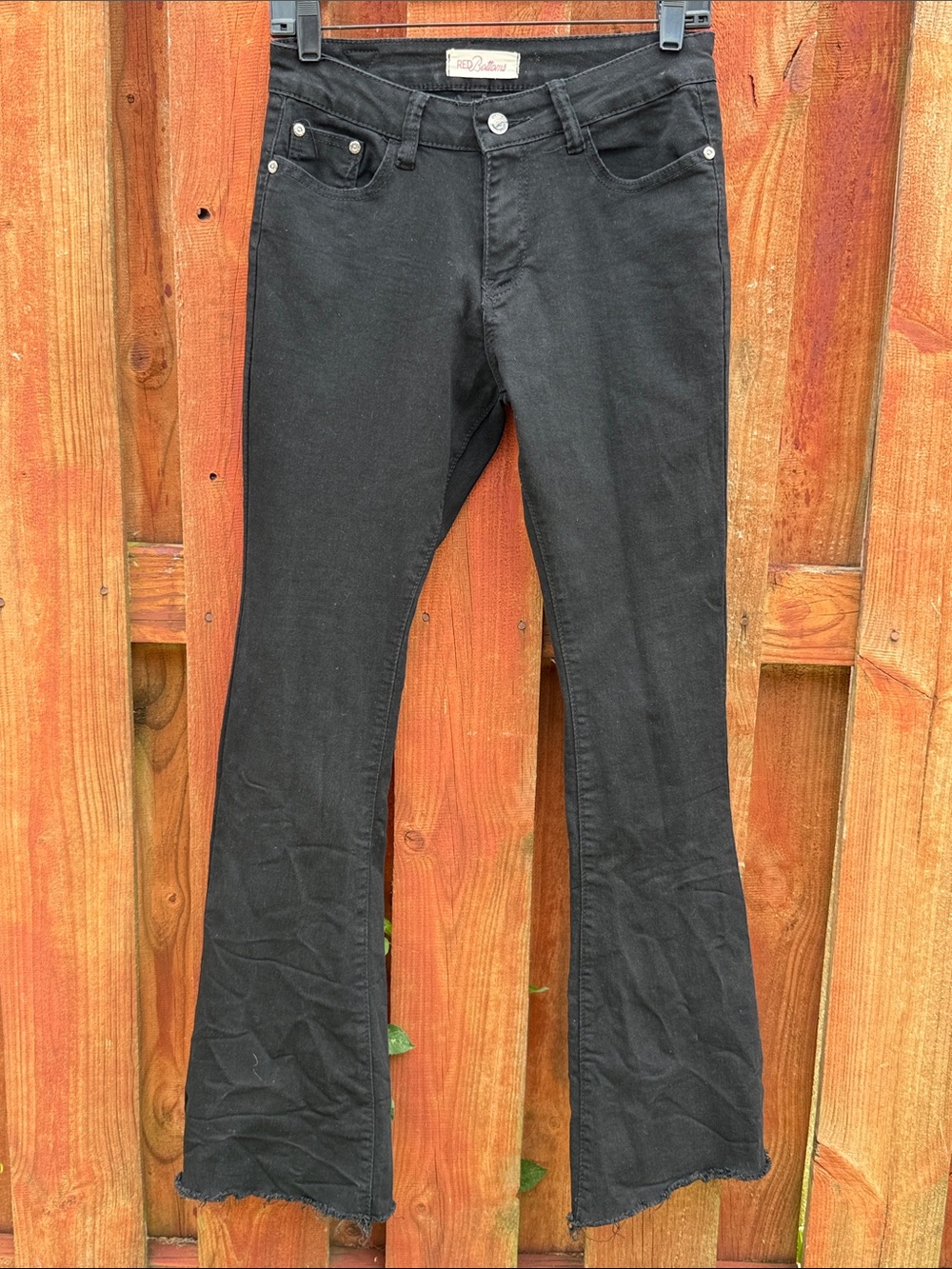 Red Bottoms Black Raw Hem Flared Bootcut Denim Jeans Size 9 (29)